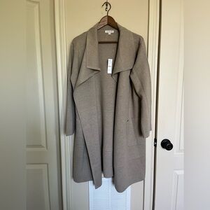 J. Crew Shawl Collar Oversized Sweater Blazer in Hthr Birch XS Merino Wool Blend
